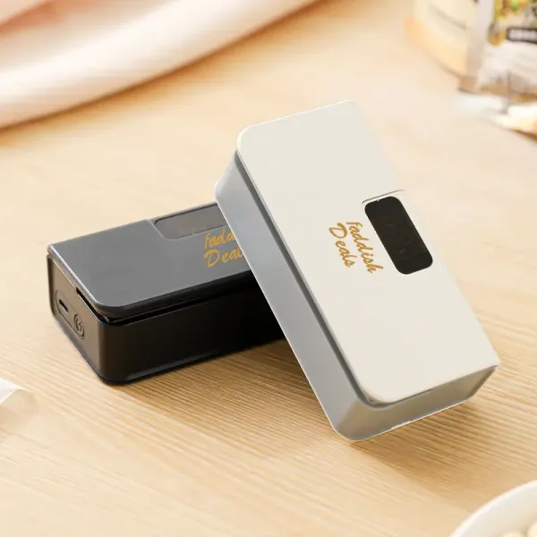 Portable sealing machine, suitable for sealing of snacks, coffee and pet food packaging, bag cutter, rechargeable, compact food storage sealing device.